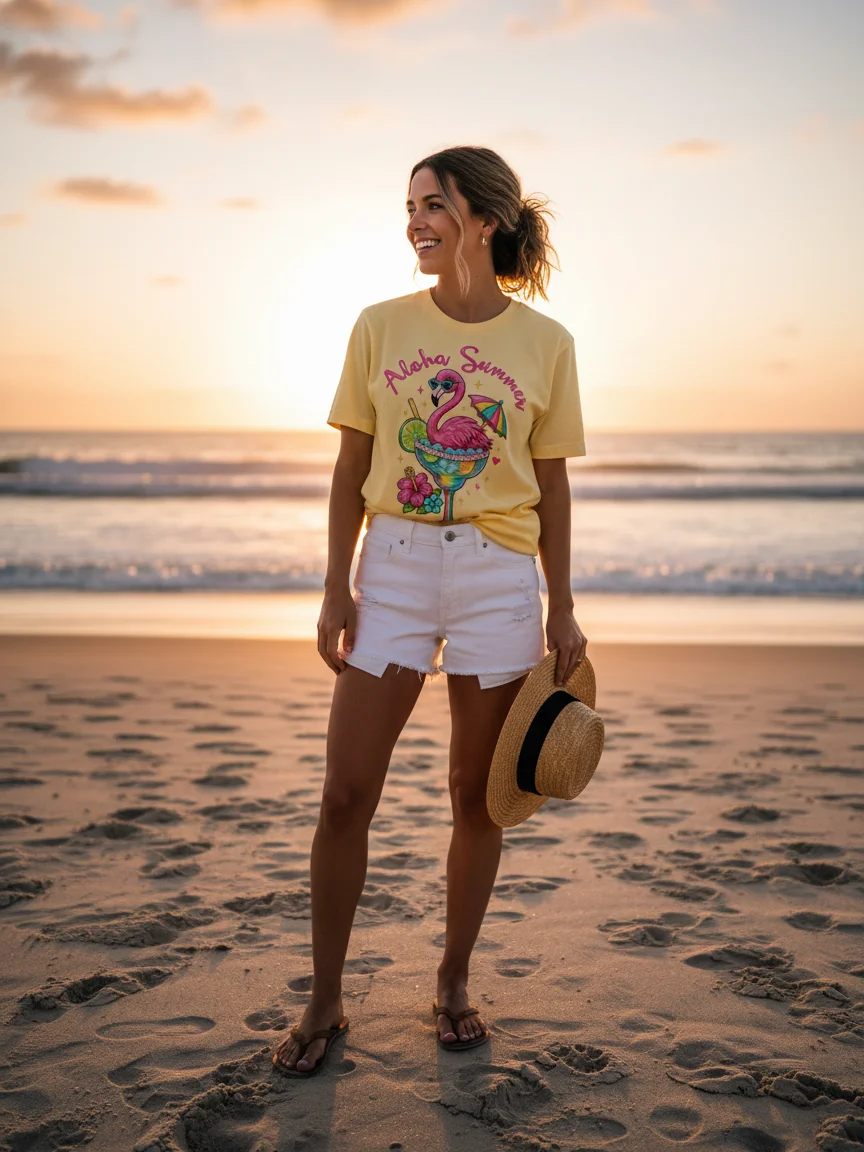 Aloha Summer Flamingo Margarita Tee product image (56)