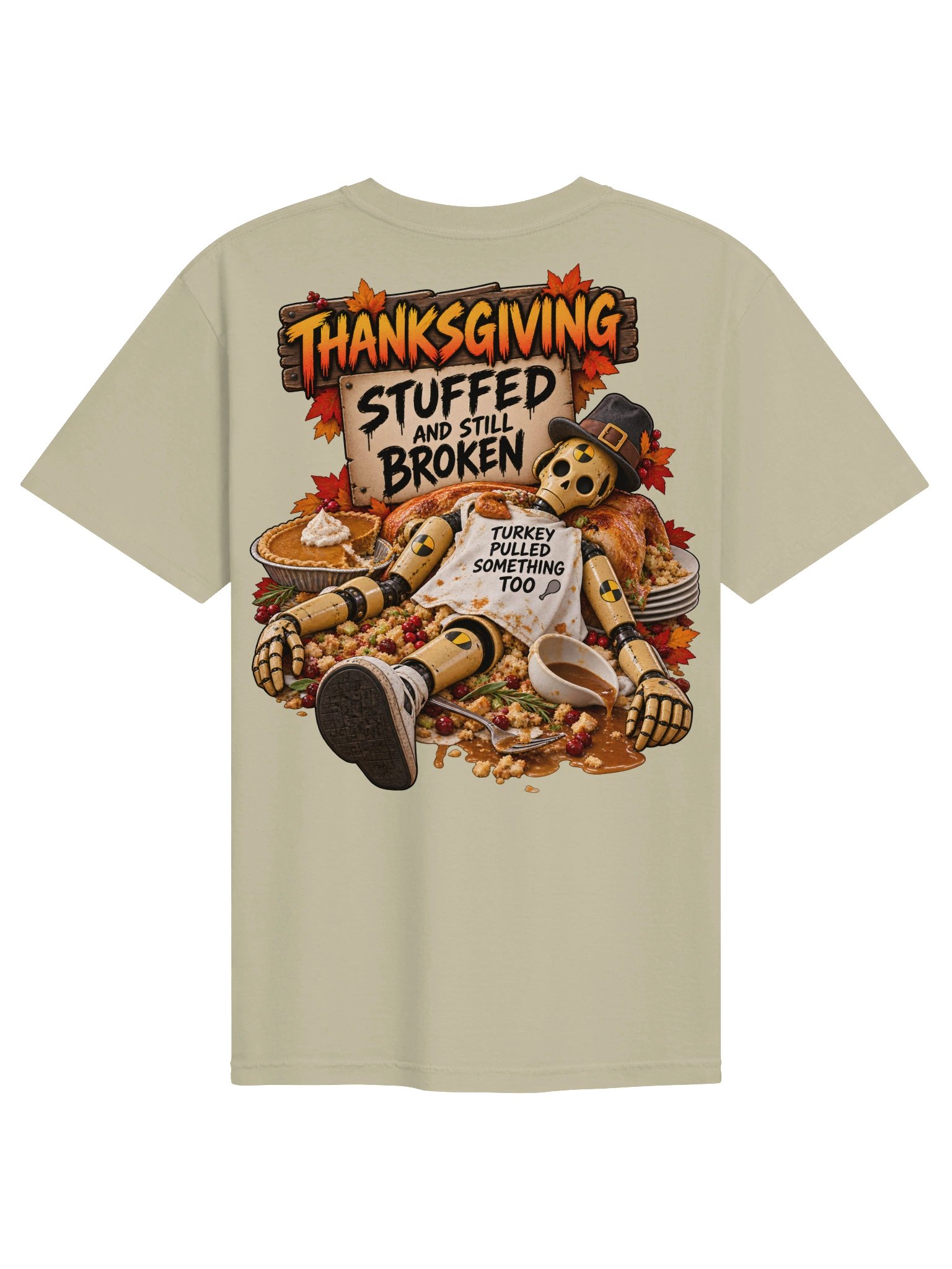 Funny Thanksgiving Shirt — Stuffed and Still Broken Skeleton Tee | Broken Turkey™ product image (3)