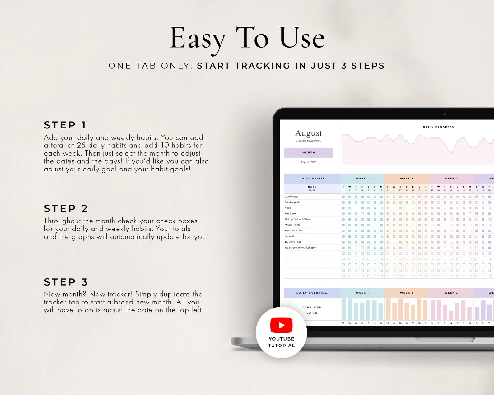 Habit Tracker Spreadsheet for Google Sheets product image (2)