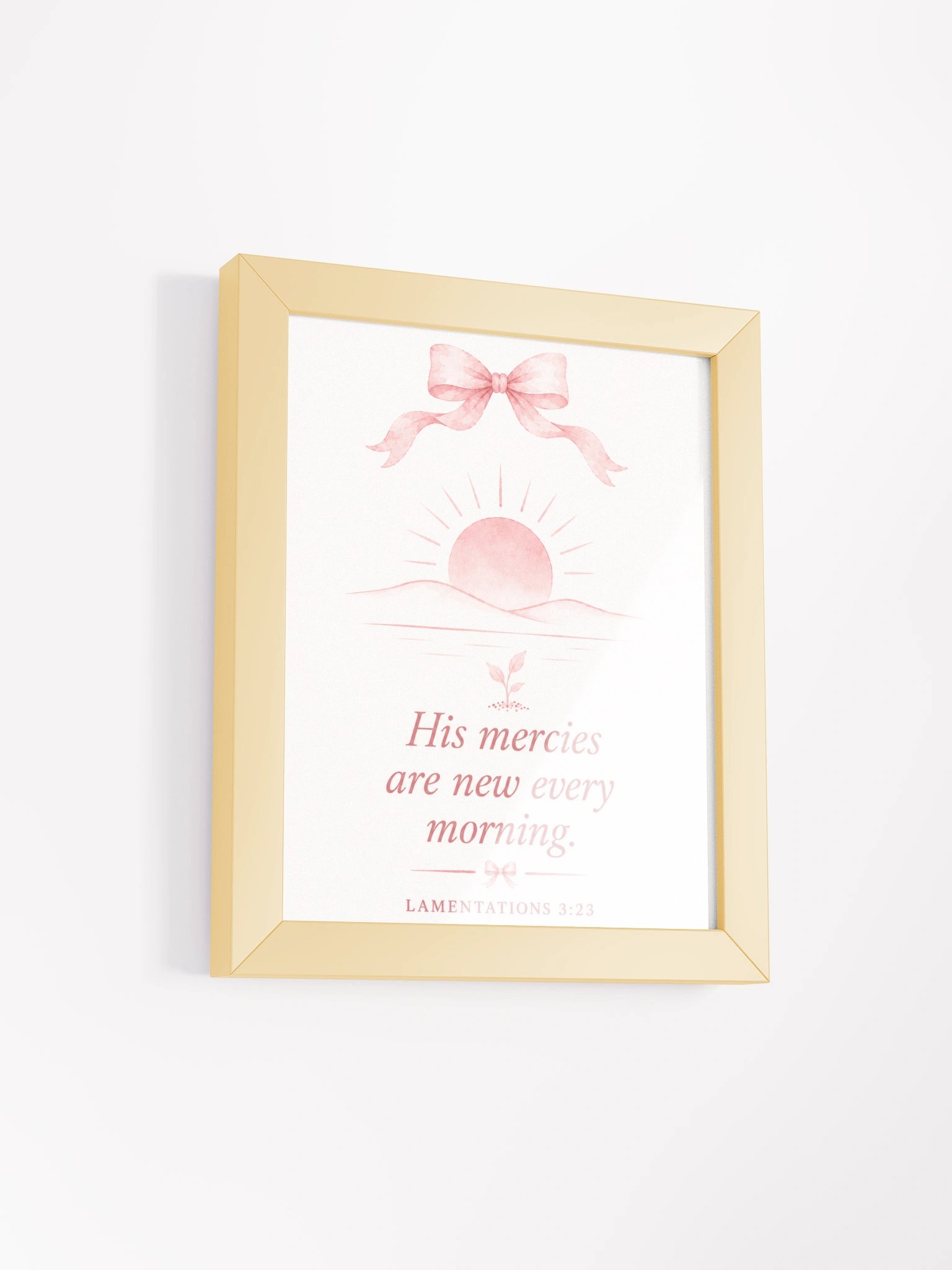 His Mercies Are New Every Morning Lamentations 3:22-23 | Pink Coquette Framed Christian Wall Art product image (2)