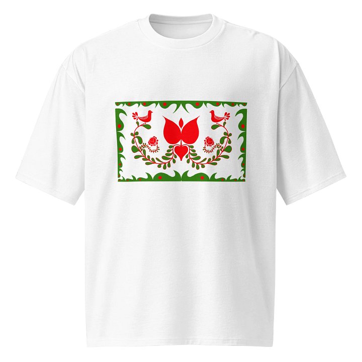 Hungarian Folk-Inspired Symmetry Oversized Tee product image (1)