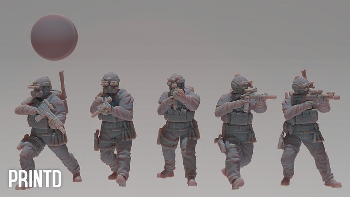SCP MTF Squad - Post Apocalyptic Zona Alpha Wargame Hobby Resin Scale Models product image (2)