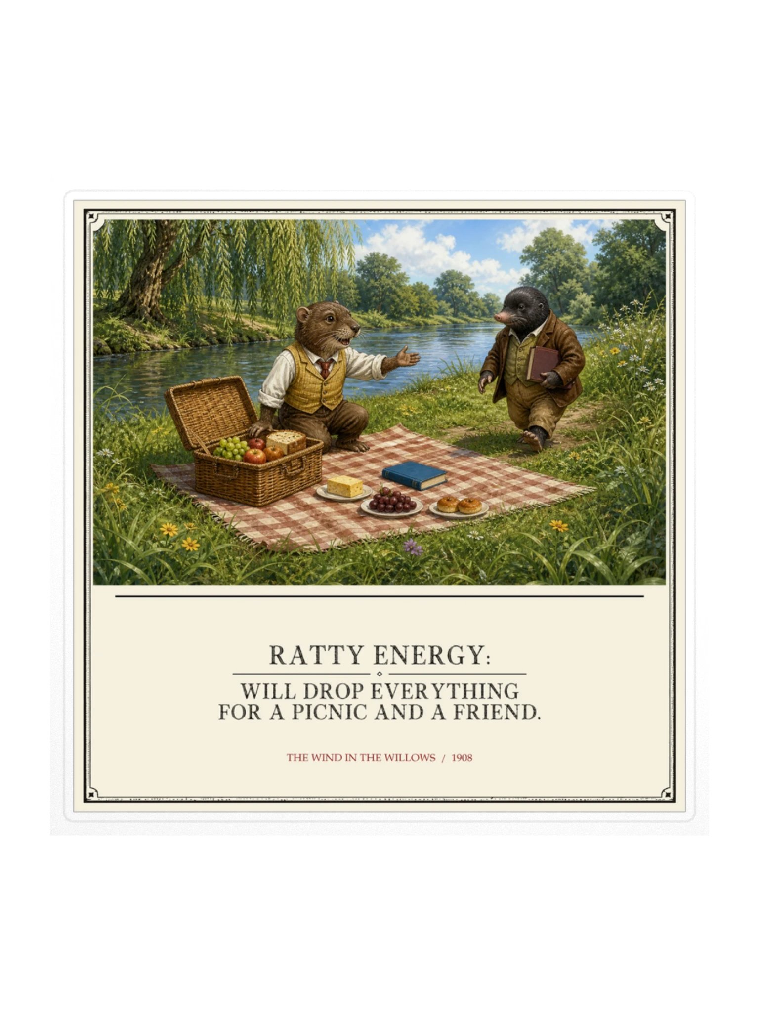 Ratty Energy Will Drop Everything For Picnic -- The Wind in the Willows Sticker product image (1)