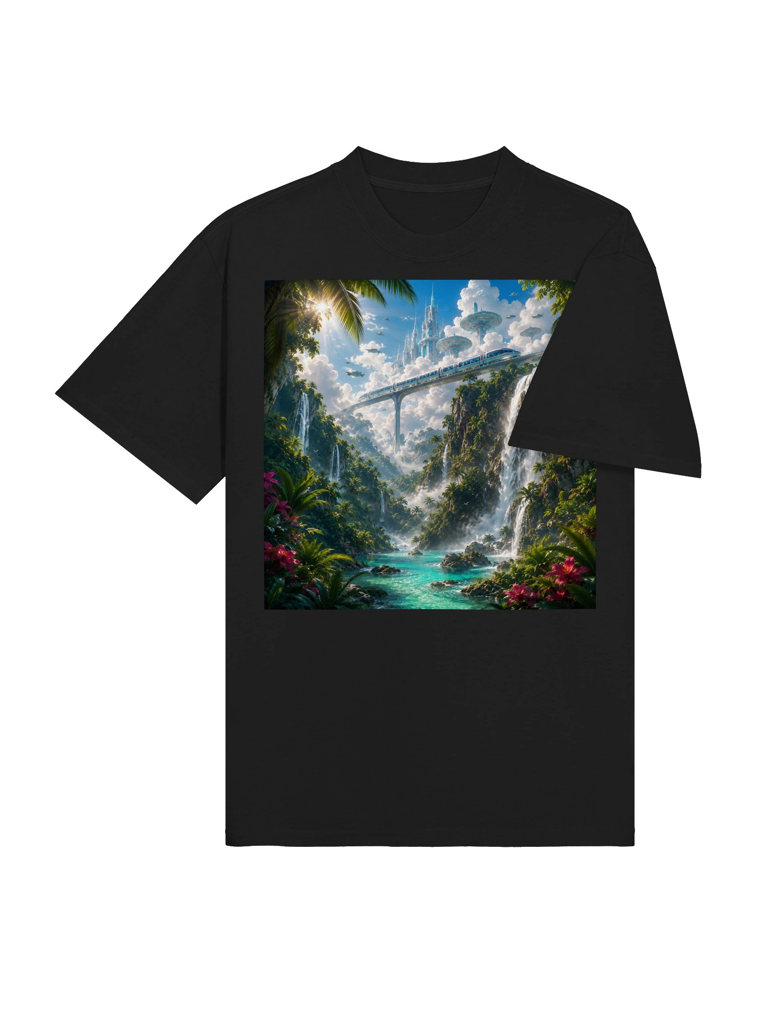 FUTURISTIC PARADISE 🌴 A Tropical Sci-Fi World on a Premium Oversized Tee product image (5)