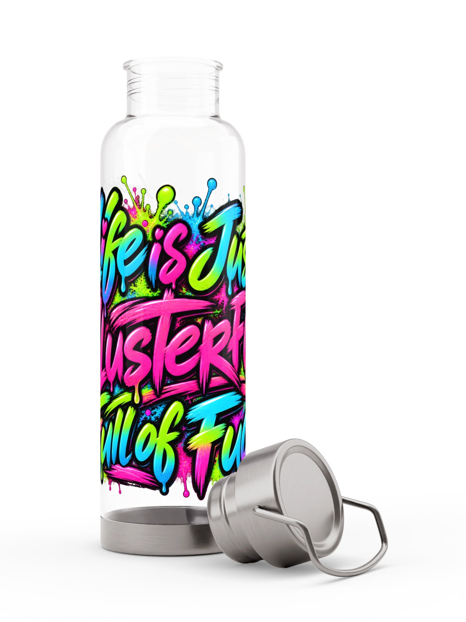 Neon Clusterfuck Graffiti Sports Bottle product image (9)