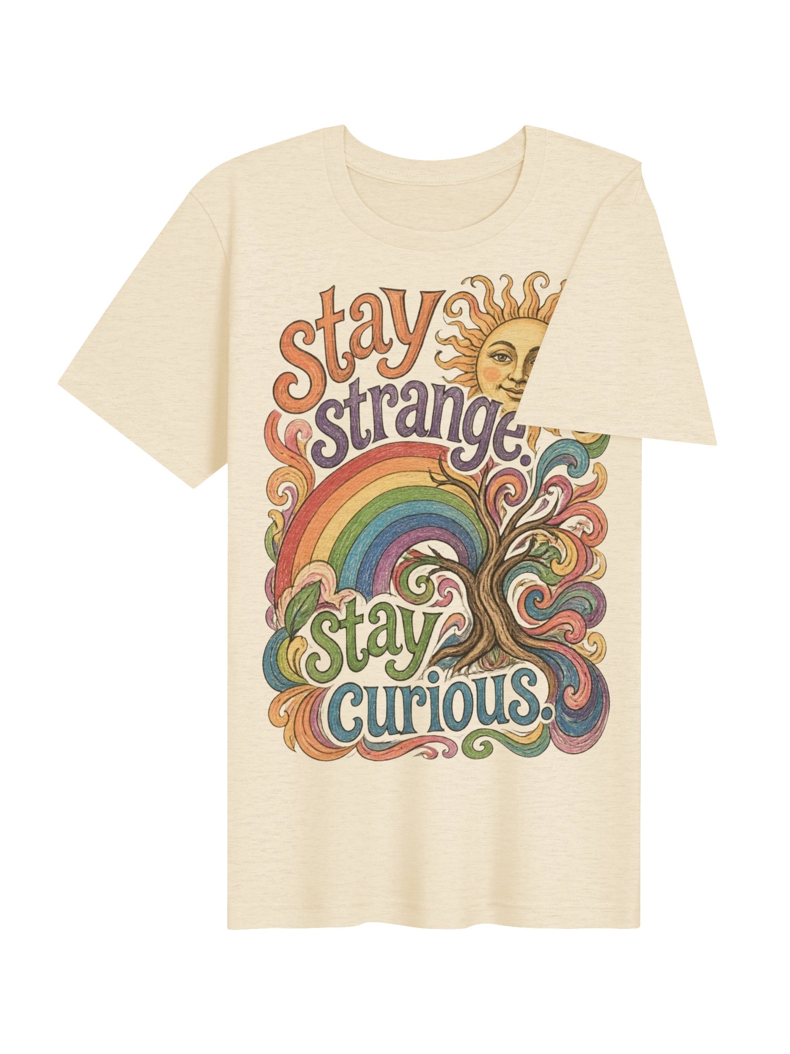 Stay Strange, Stay Curious Psychedelic Rainbow Tee product image (5)