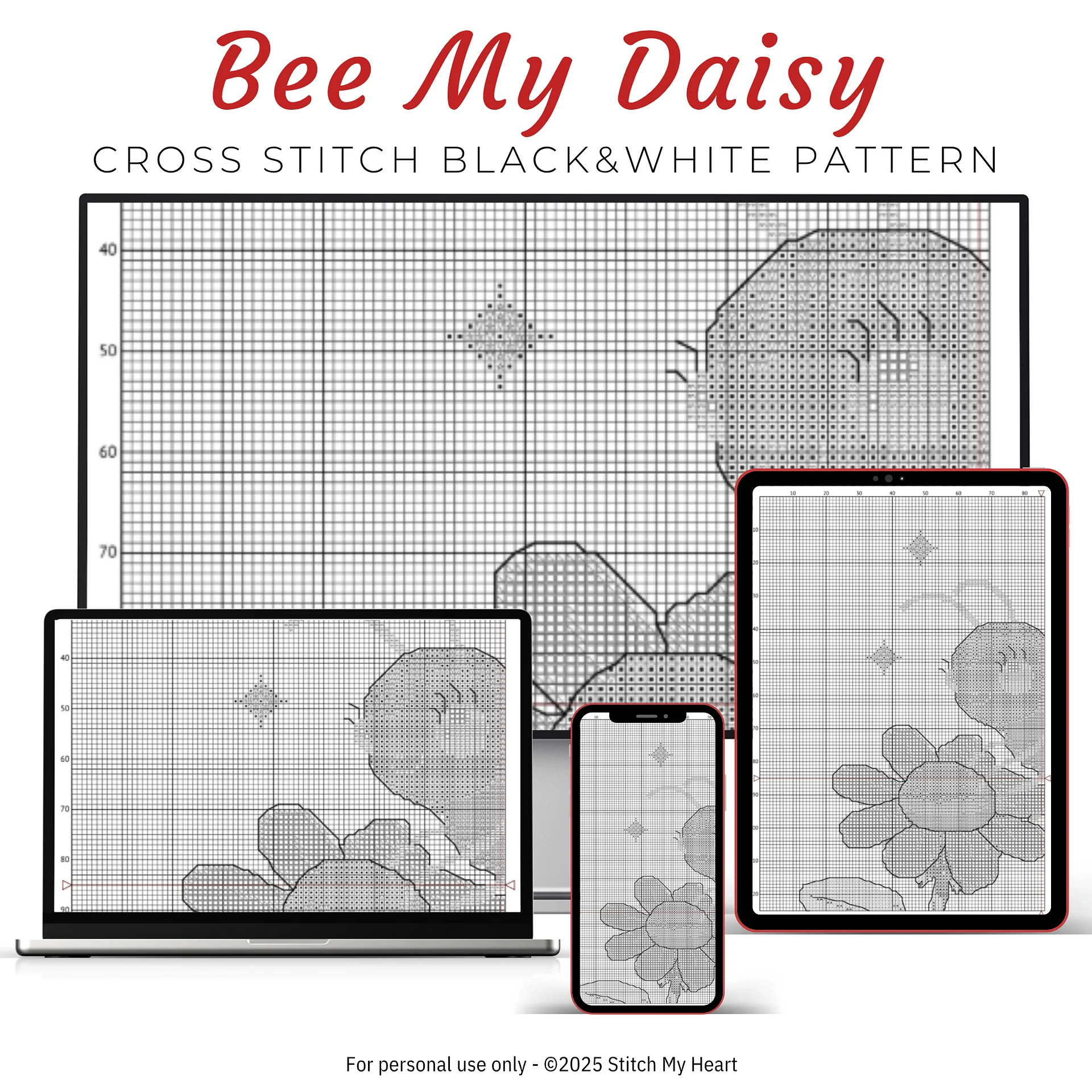 Bee my Daisy Cross Stitch Pattern product image (4)