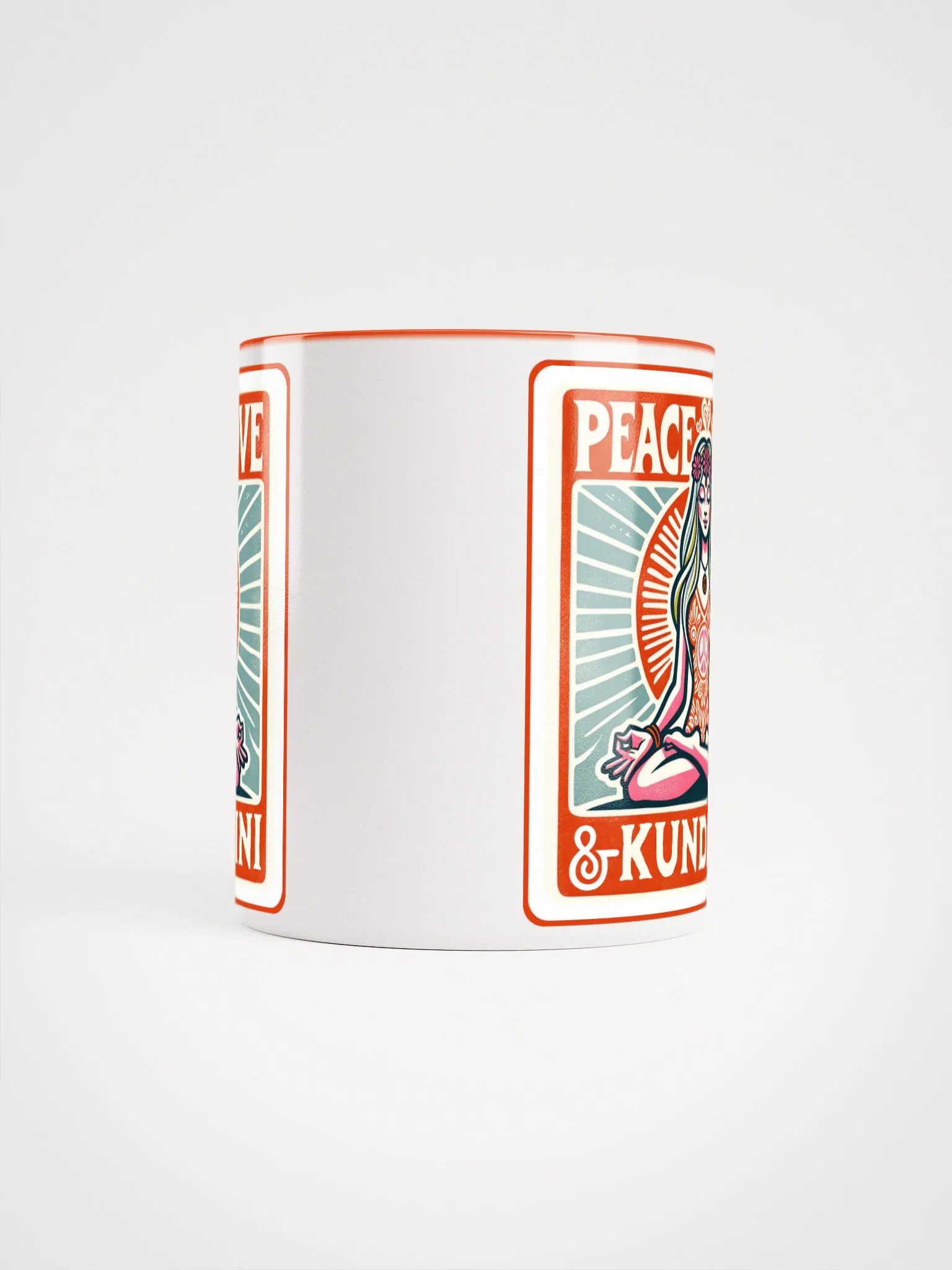 Peace, Love & Kundalini Orange Accent Mug product image (5)