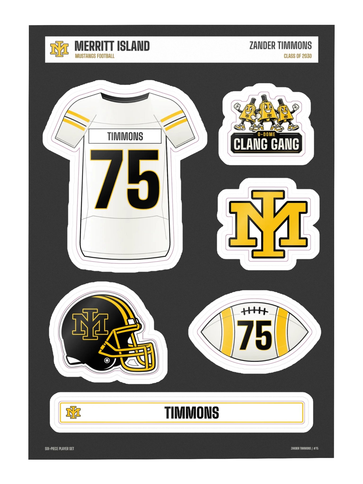 Zander Timmons #75 — Mustangs Sticker Sheet product image (3)