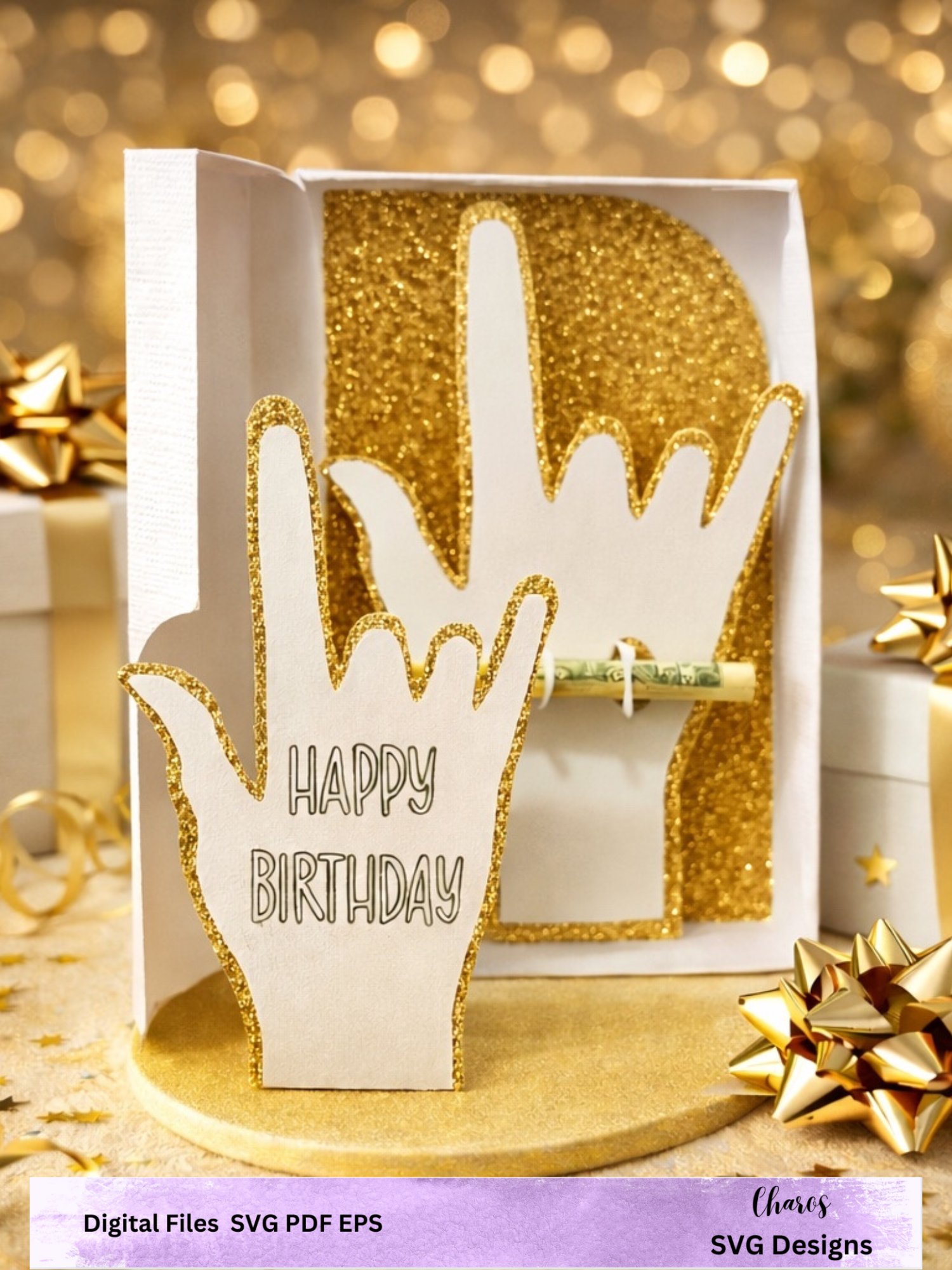 I Love You in ASL Money Holder Card & Gift Box SVG product image (4)