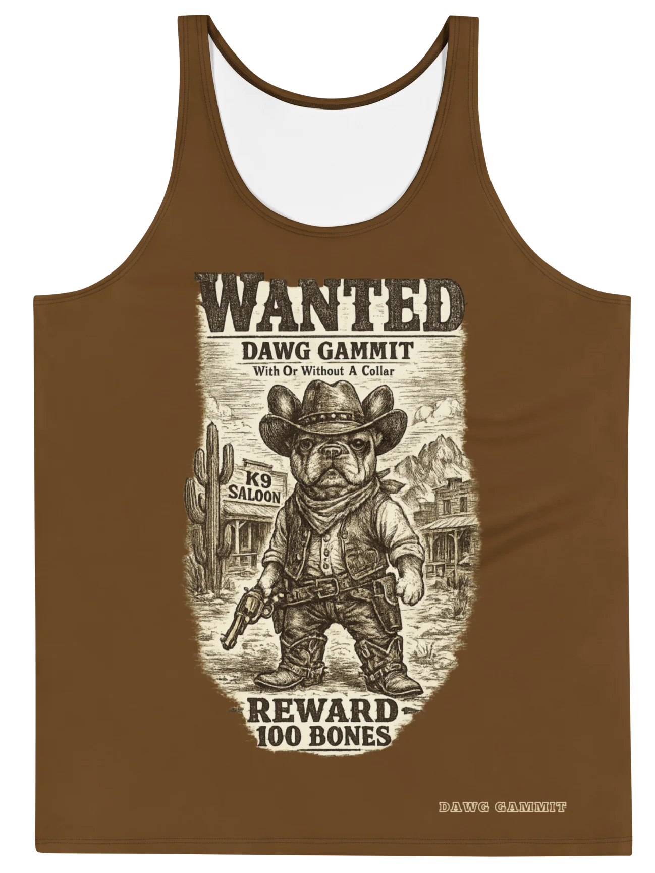 DAWG GAMMIT™ Wanted French Bulldawg Brown Tank product image (1)