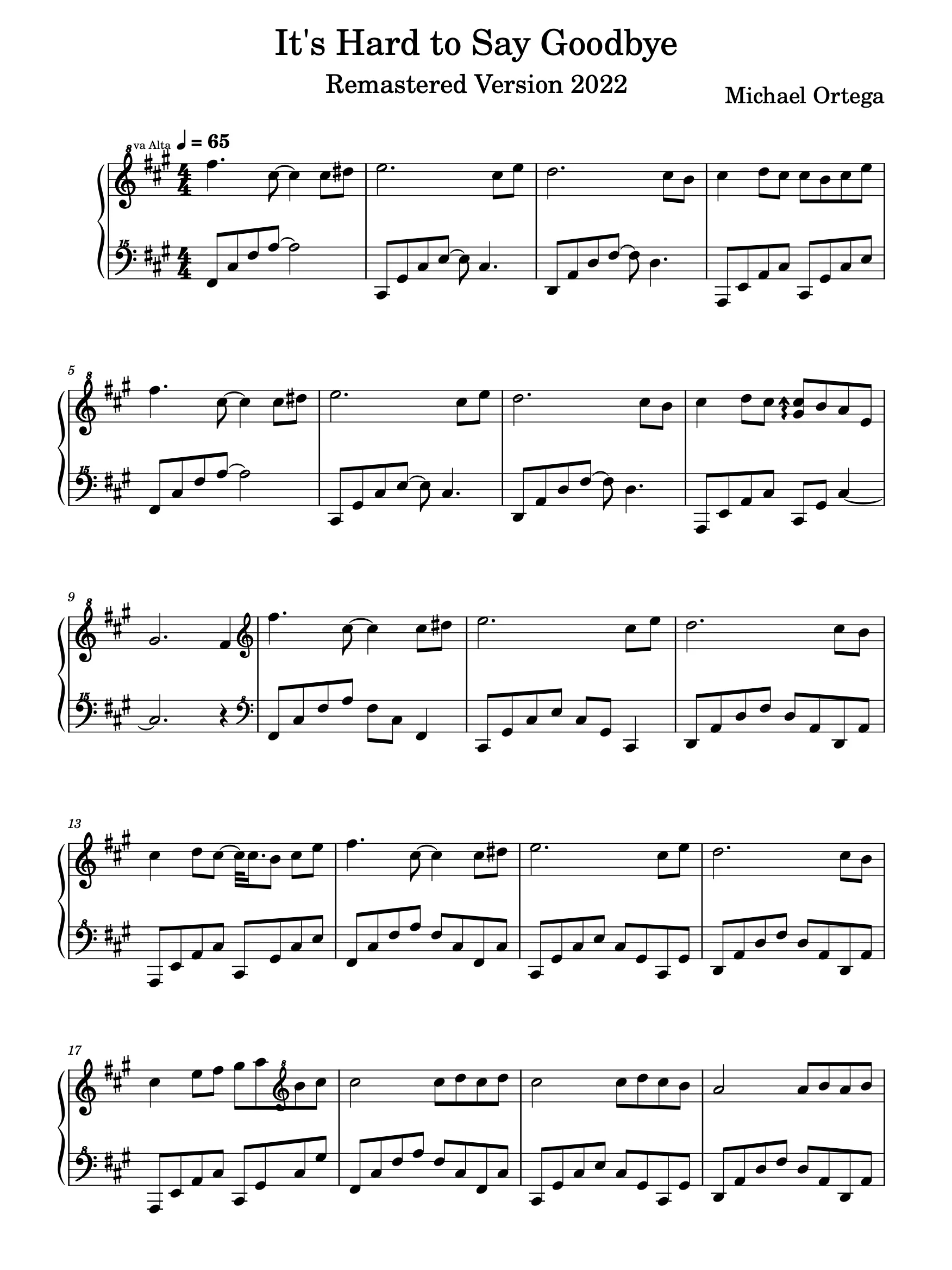 Remastered - It's Hard To Say Goodbye (Piano Score) product image (2)