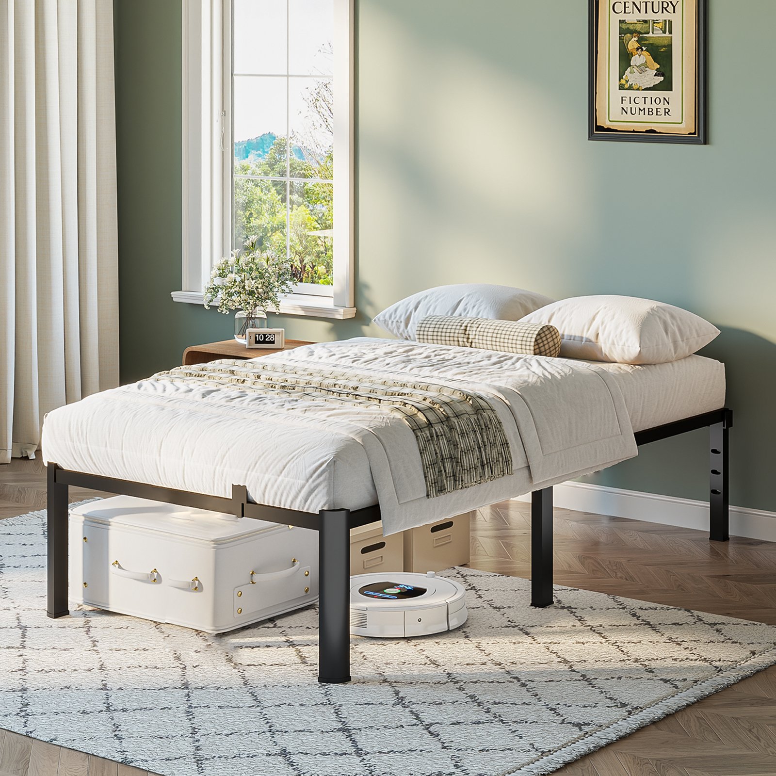 Twin Bed Frame, 14 Inch Metal Platform Bed Frame Queen Size with Storage Space Under Bed, Heavy Duty Steel Slat Support, Easy Assembly, No Box Spring Needed product image (4)