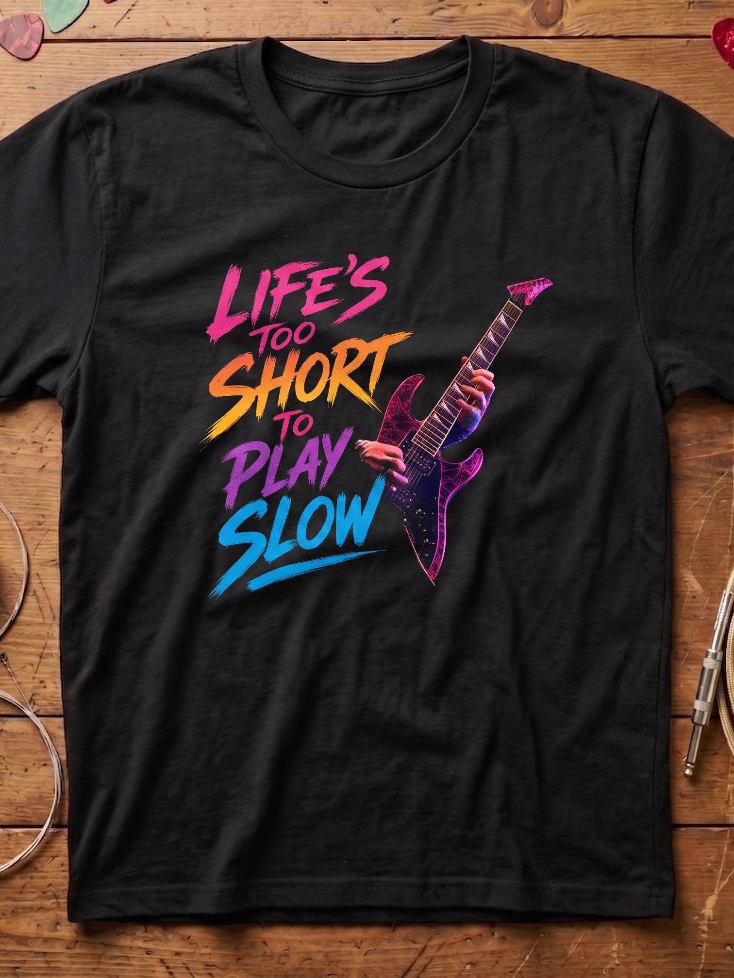 Life's too short to play slow - guitar t-shirt | funny guitar t-shirts product image (1)