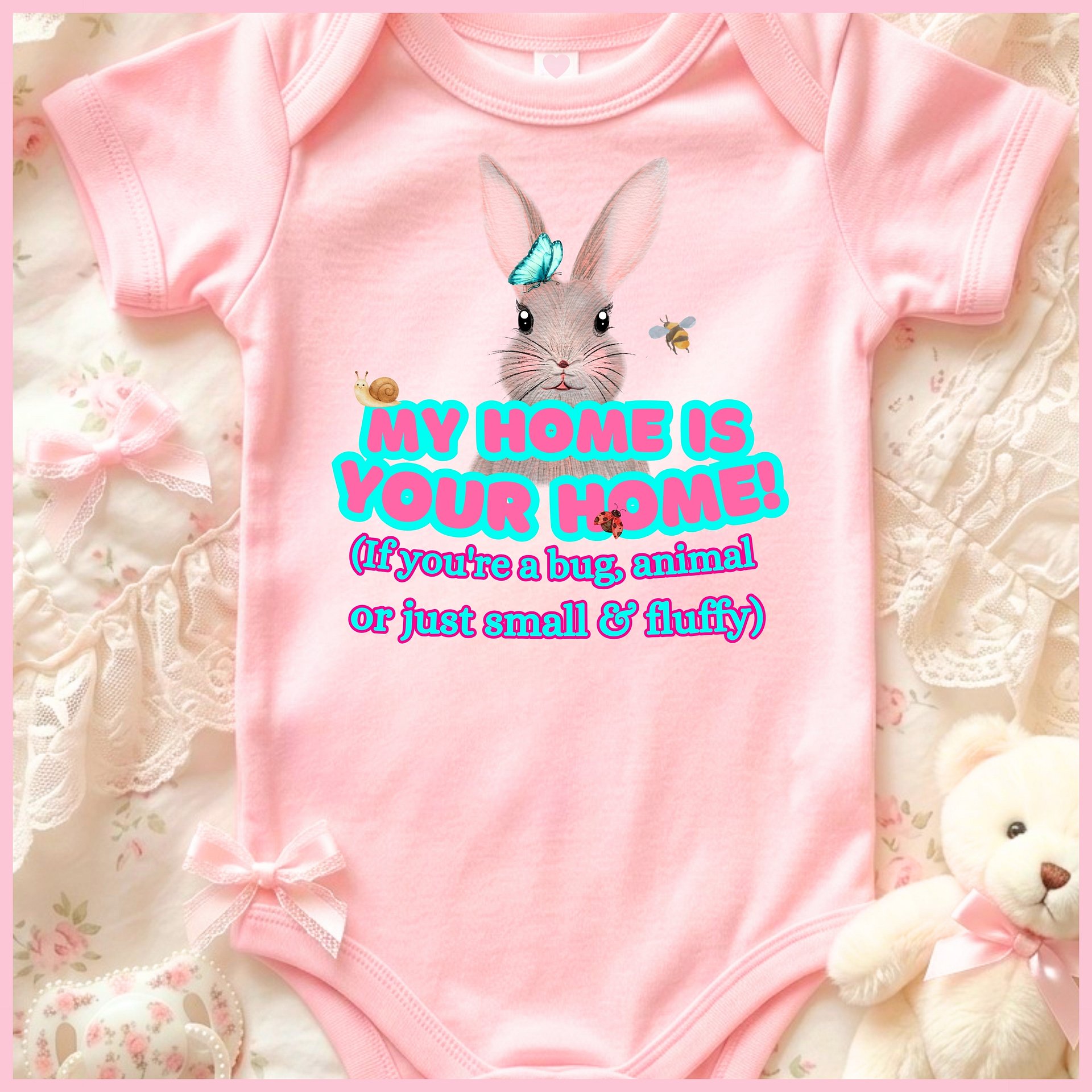 My home is your home! (If you're a bug or just small & fluffy)🩷Super Soft🪽Onesie🩷 product image (1)