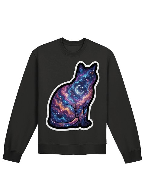 Galaxy Black Cat Crewneck