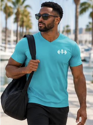His House Mens Performance V-Neck T-Shirt - Teal by His House