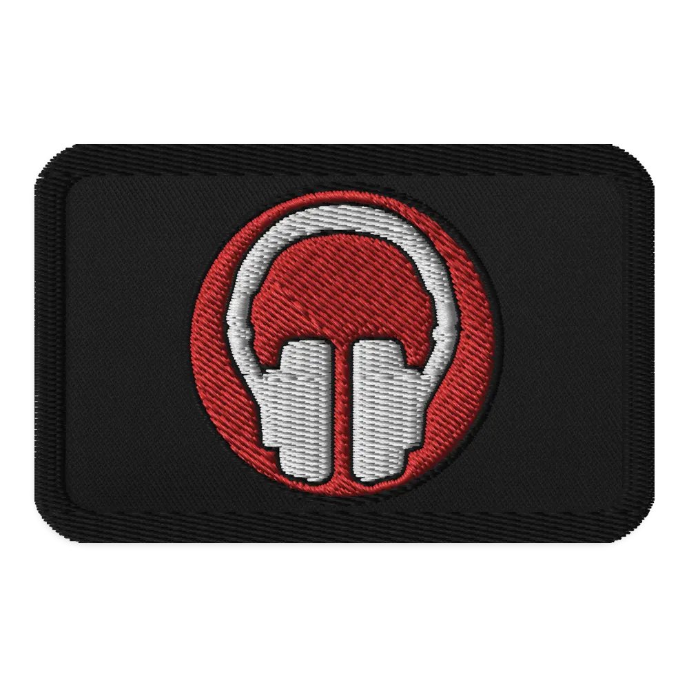 Headphones Embroidered Patch (Rectangle) product image (1)