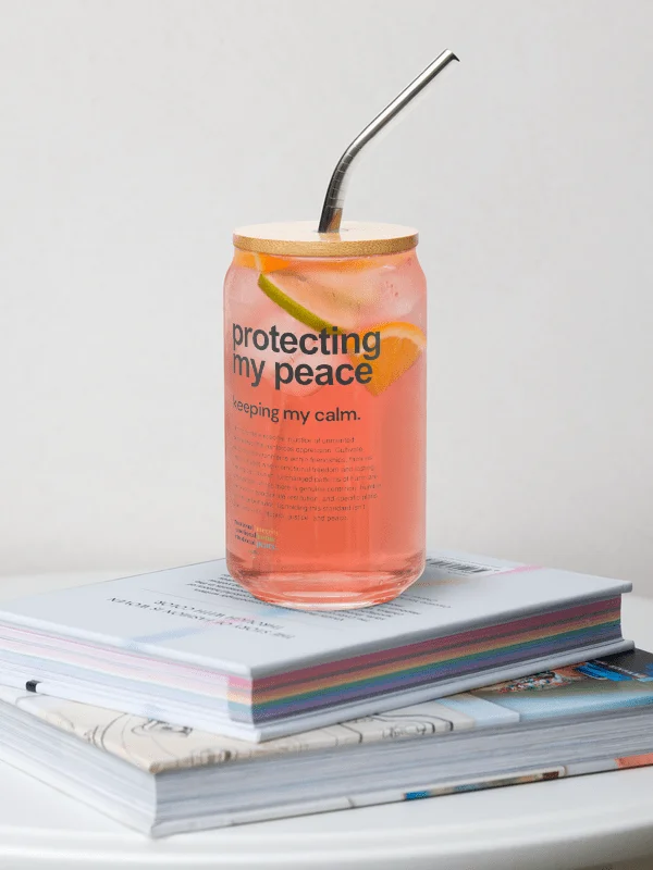 Official Planted By Calm | Calm Keepers Can-Shaped Glass (Style 2, with Bamboo Lid and Metal Straw) product image (1)