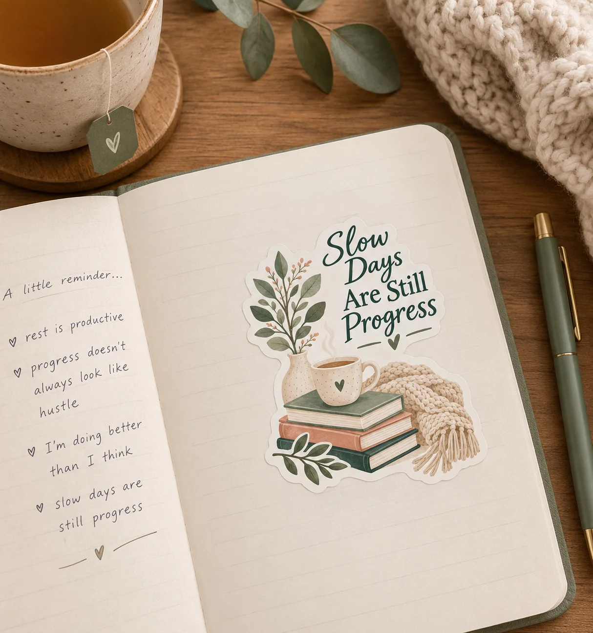 Slow Days are still Progress Die Cut Vinyl Sticker product image (2)