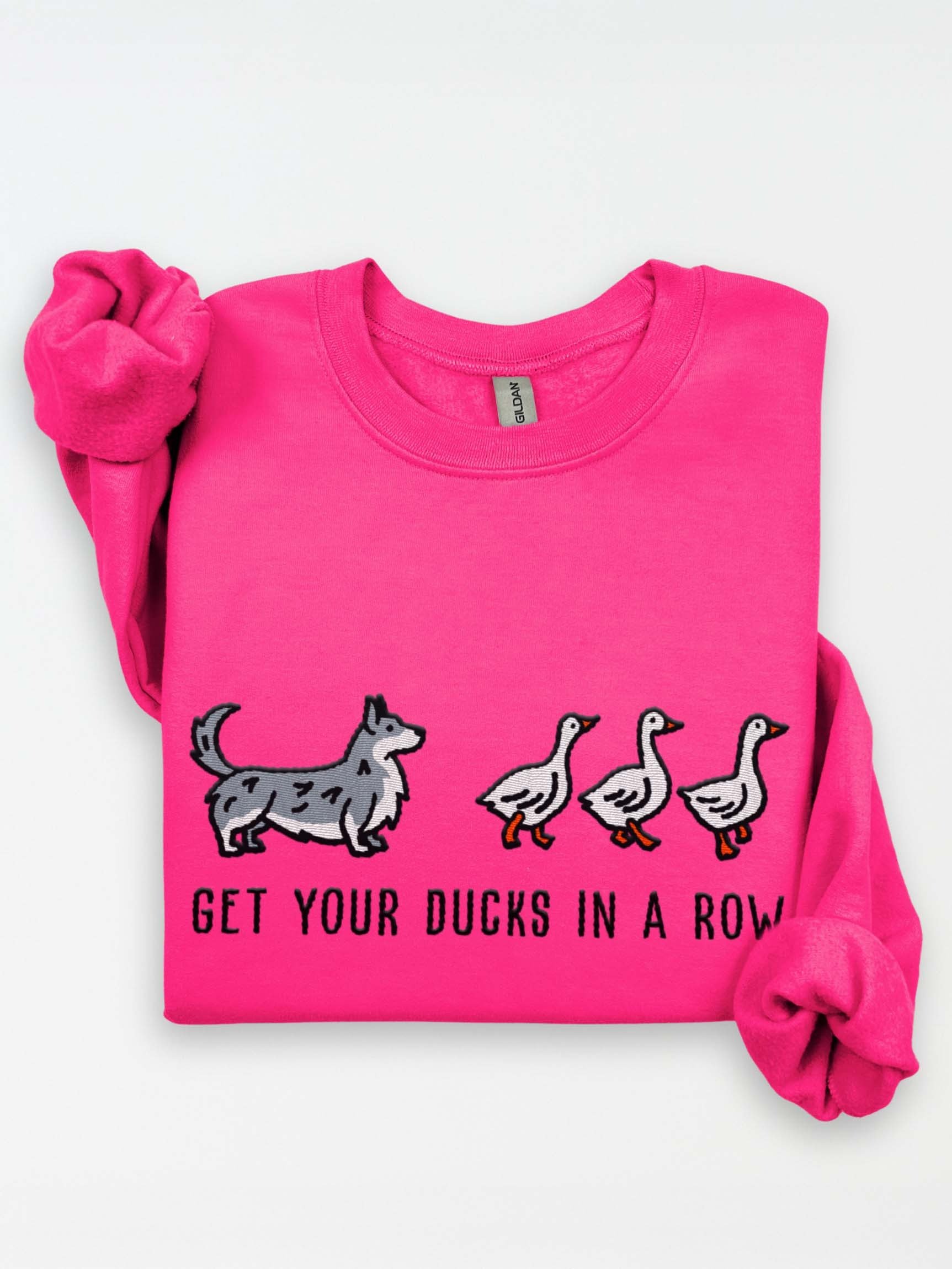 Get Your Ducks in a Row Sweatshirt(Embroidered) of a Cardigan Welsh Corgi(Blue Merle) product image (1)