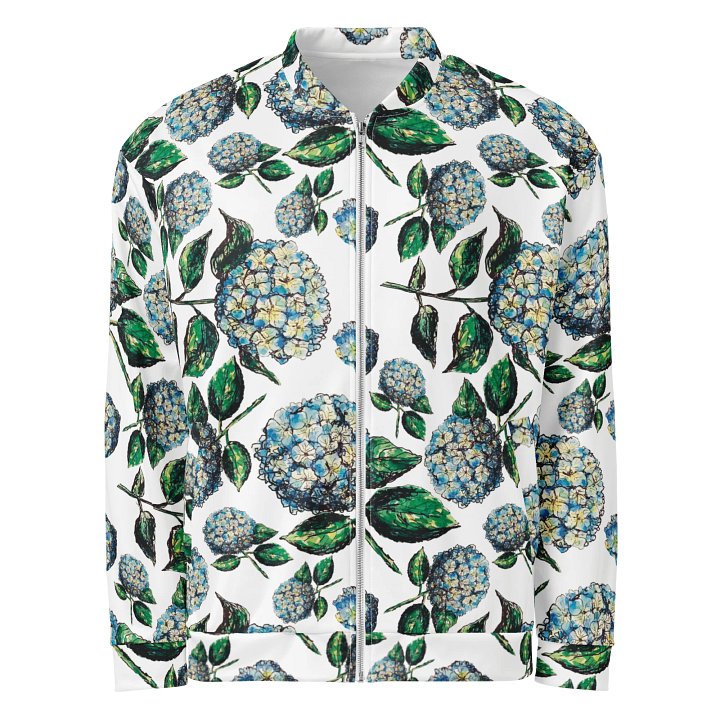 Blue Hydrangea Dreams | Unisex Bomber Jacket | Monique Faella Designs™ product image (1)