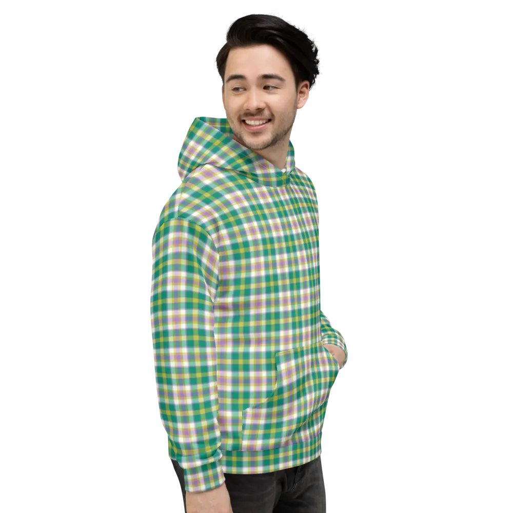 Seafoam Green and Purple Plaid Hoodie product image (4)