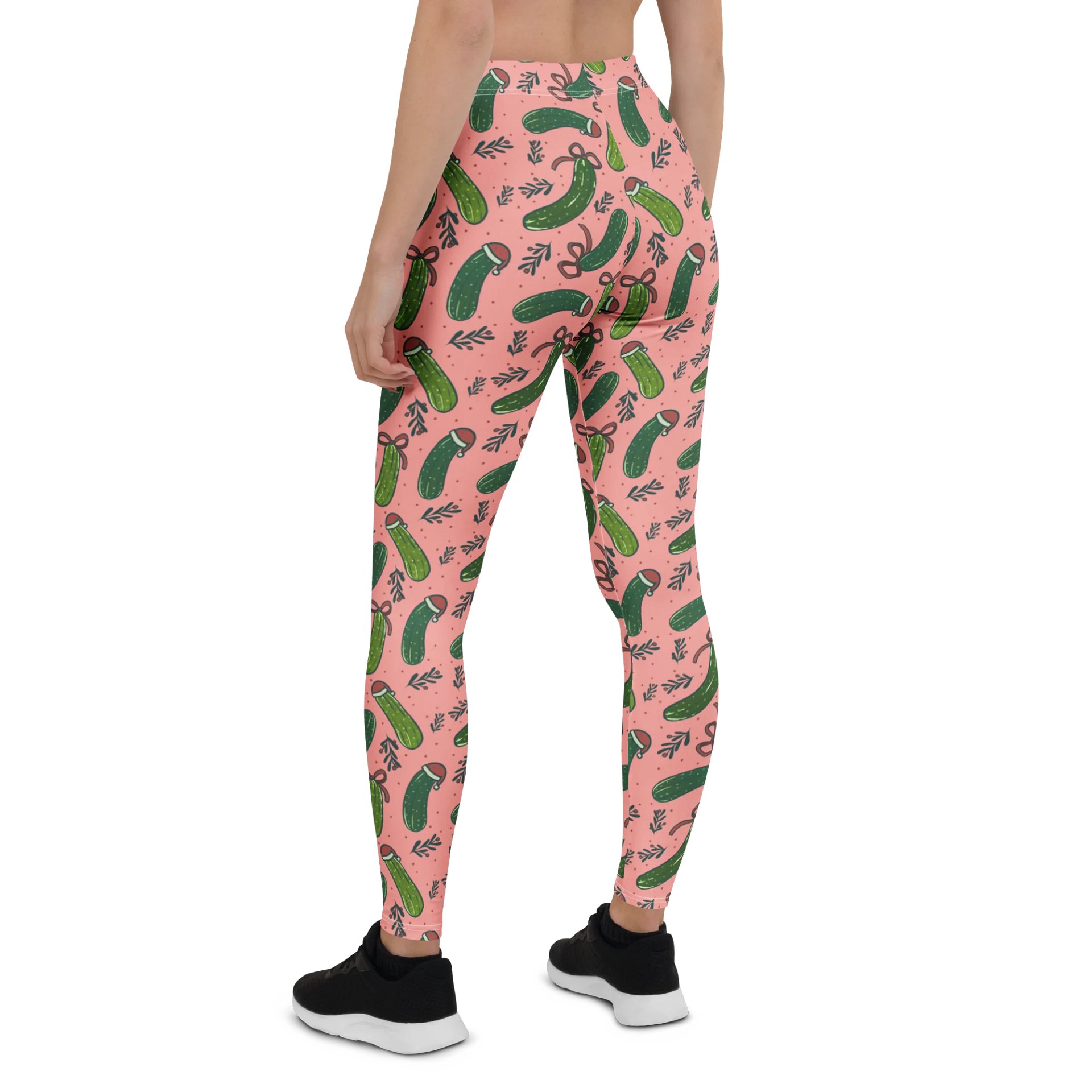 Christmas Pickles Pattern Leggings, Pink product image (3)
