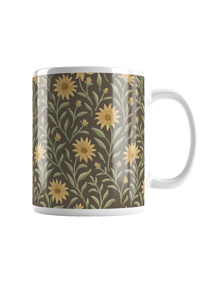Golden field white glossy mug. Elegant floral botanical design on dark background product image (2)