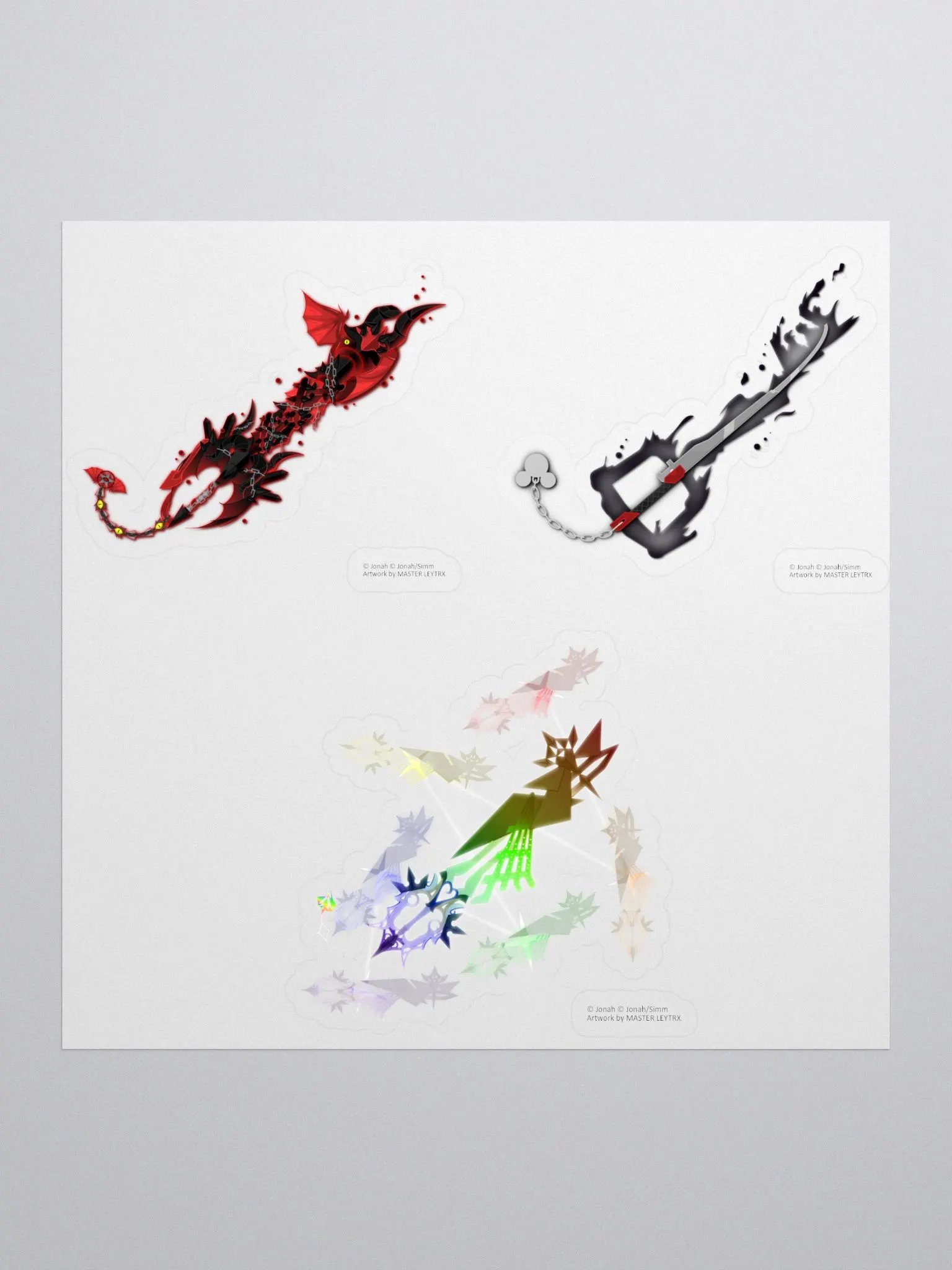 Custom Keyblade Sticker Sheet 13 - Villain Keyblades product image (1)