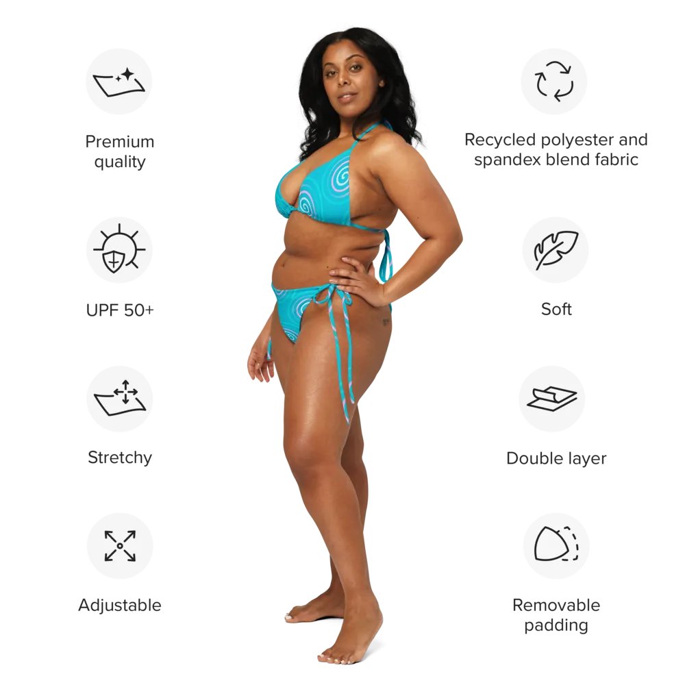 Beautiful Minimalist Ocean Swirl Pattern String Bikini product image (4)