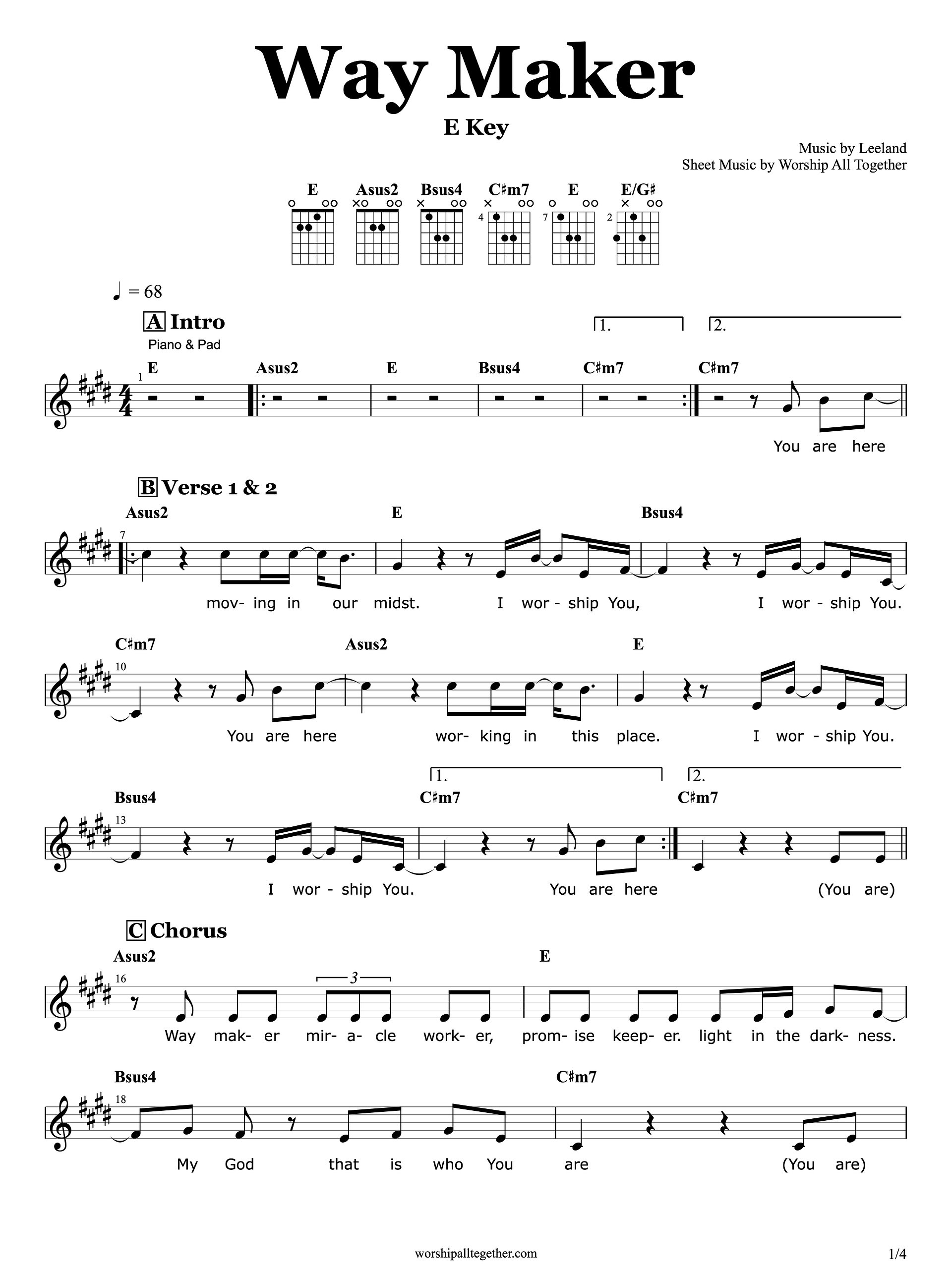 Way Maker - Leeland Live | Sheet Music, Chord, Lyrics product image (1)