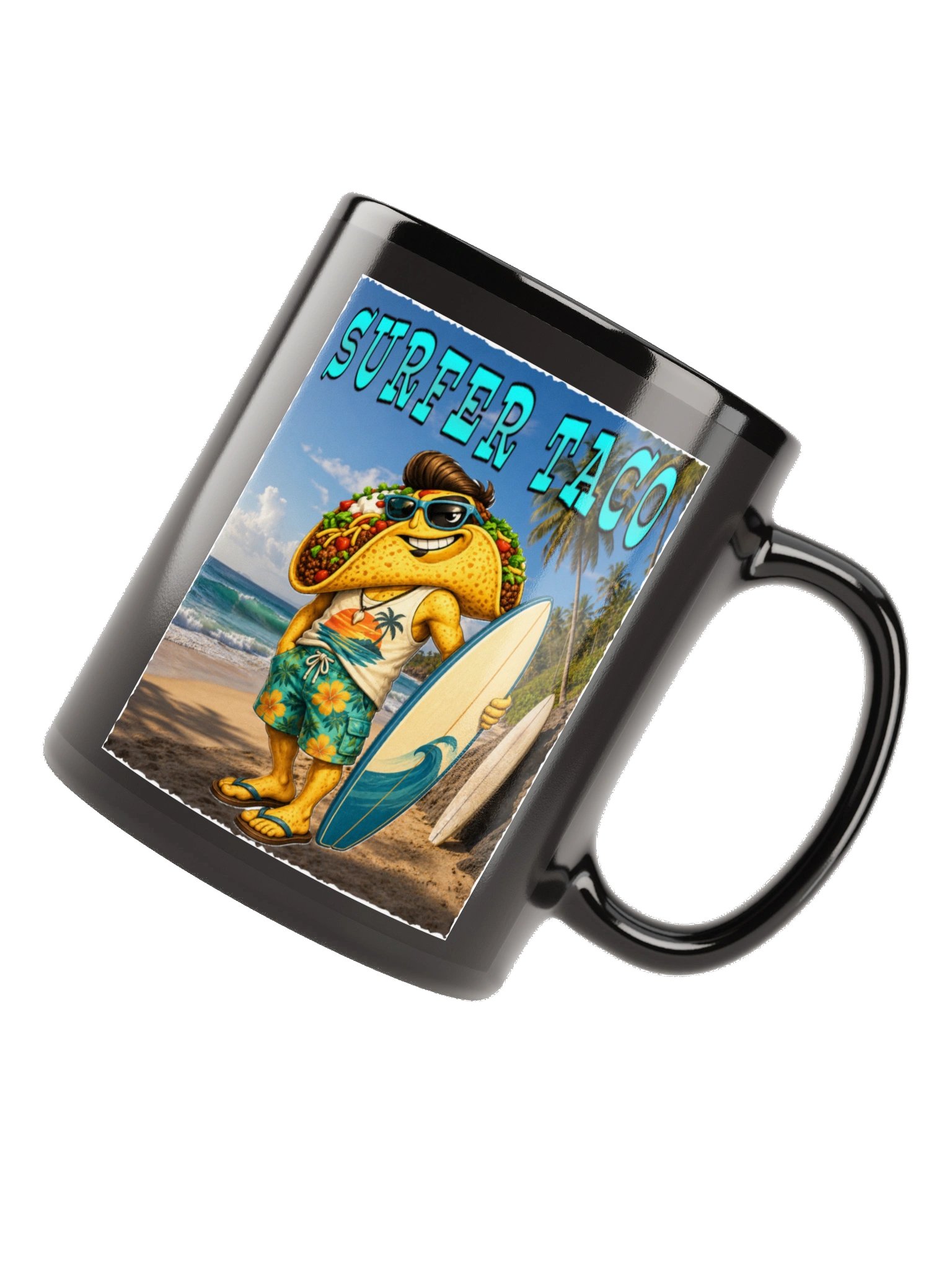 Surfer Taco Black Glossy Mug - The Taco family product image (11)