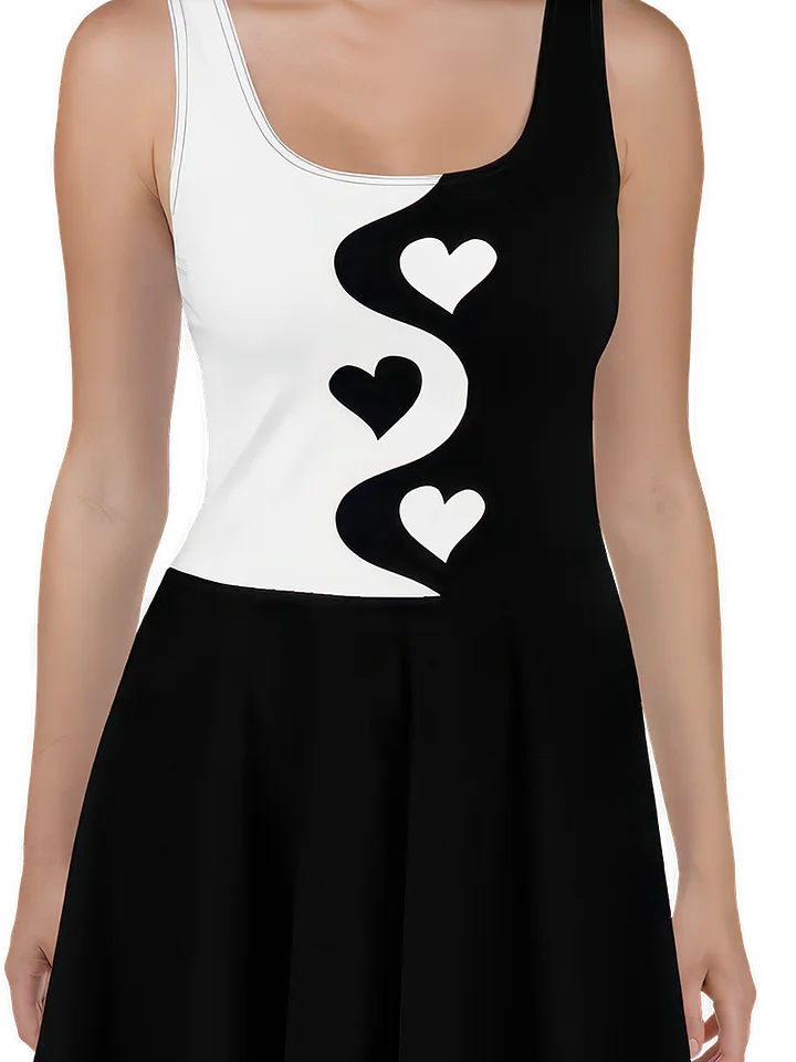 Split Black and White Hearts Dress product image (2)