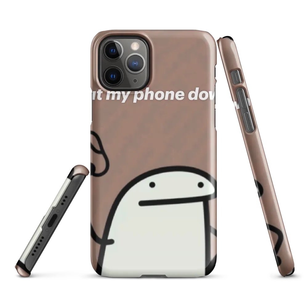 Minimalist Cartoon 'Put My Phone Down' Snap Case product image (2)
