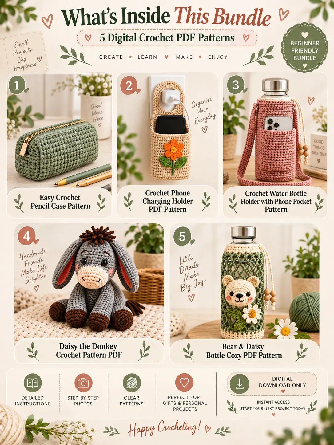 5 Crochet Patterns Bundle – Step-by-Step PDF Patterns product image (4)