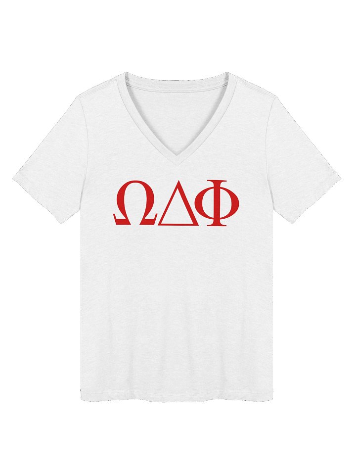 Omega Delta Phi Greek Letters Bella+Canvas Women's Relaxed V-Neck T-Shirt product image (1)