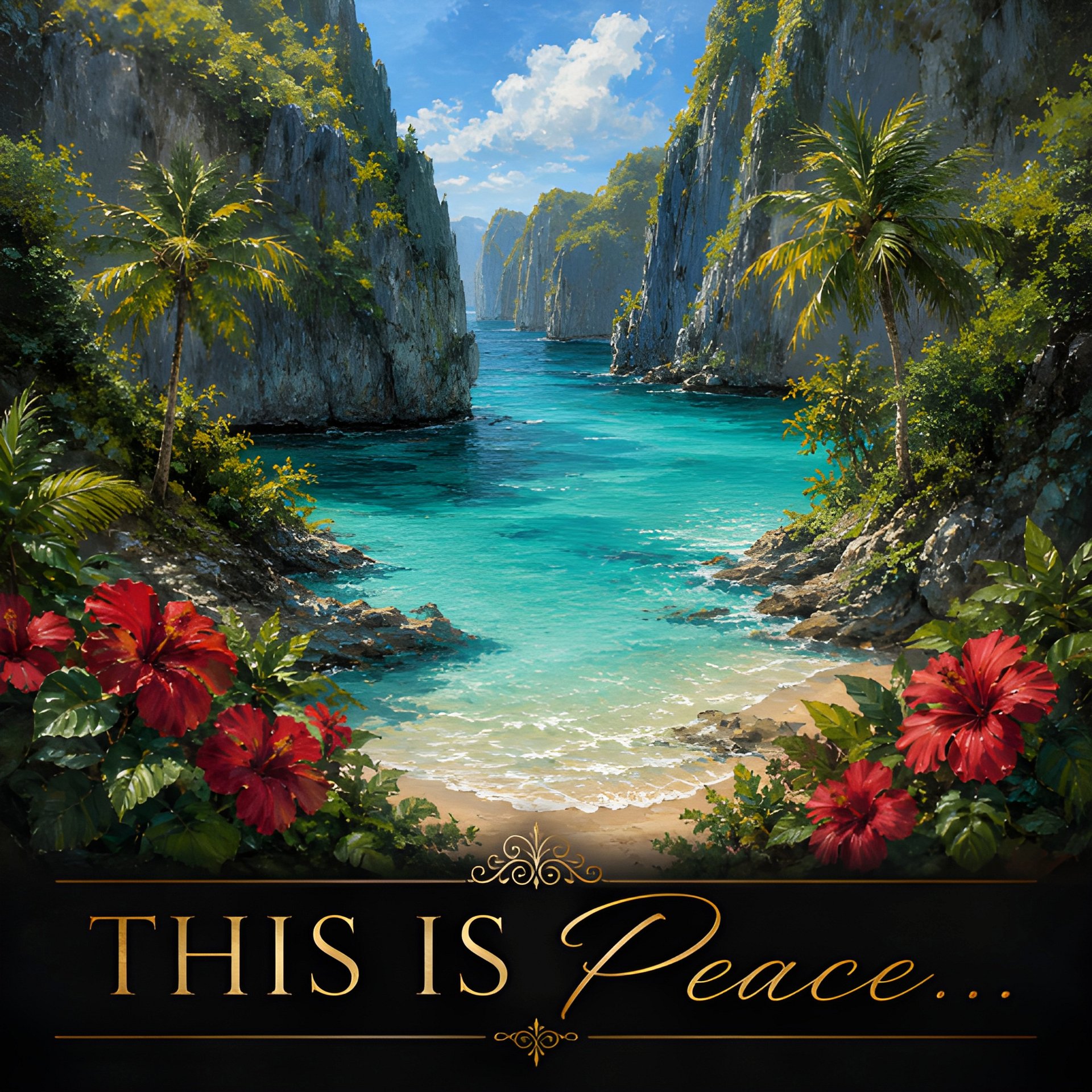 This Is Peace - Hidden Tropical Cove 8K Oil Painting Digital Art product image (2)