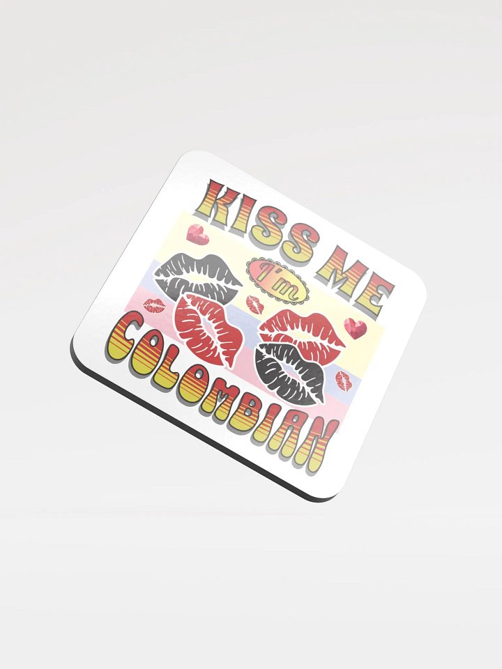 Kiss Me I'm Colombian Pride Glossed Cork Coaster product image (2)