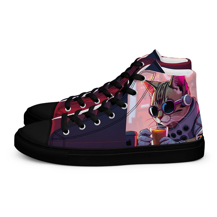 Women's High Top Canvas Shoes-TechnoPurr: The Caffeine Cat of Tomorrow product image (1)