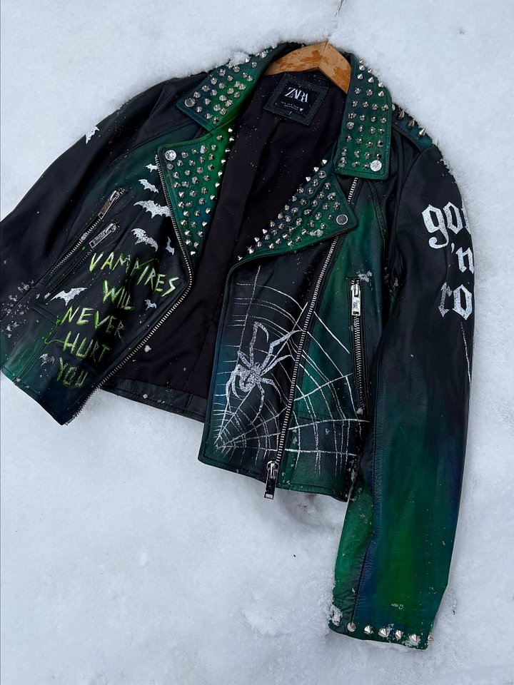 The 69 Eyes Custom Hand-Painted Leather Jacket – Helsinki Vampires Edition- Size S/M product image (2)