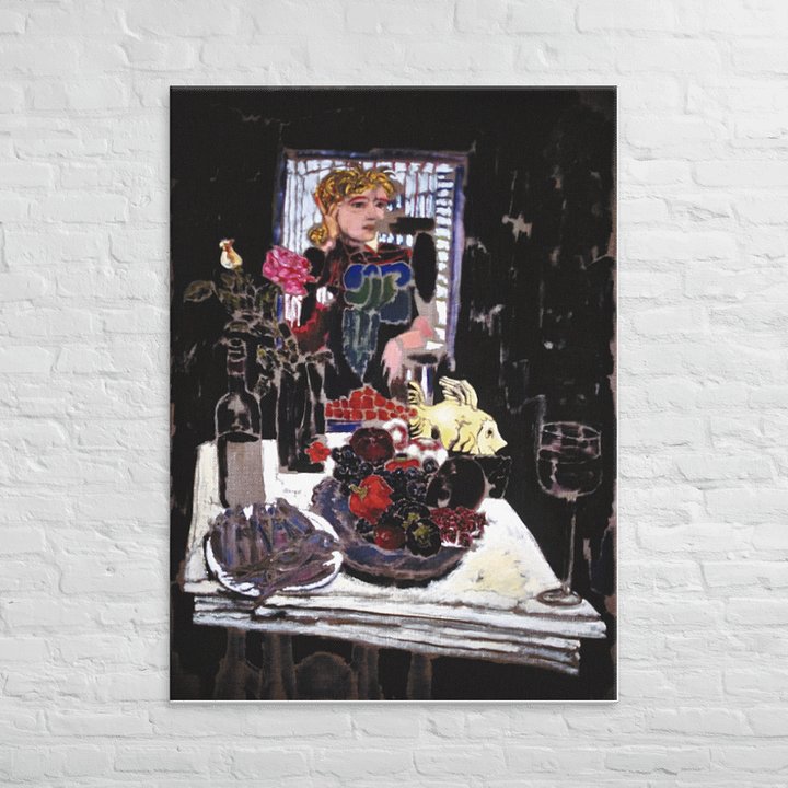 Still Life on White Table (aka Helga) (1987) on canvas (40" x 55") product image (2)