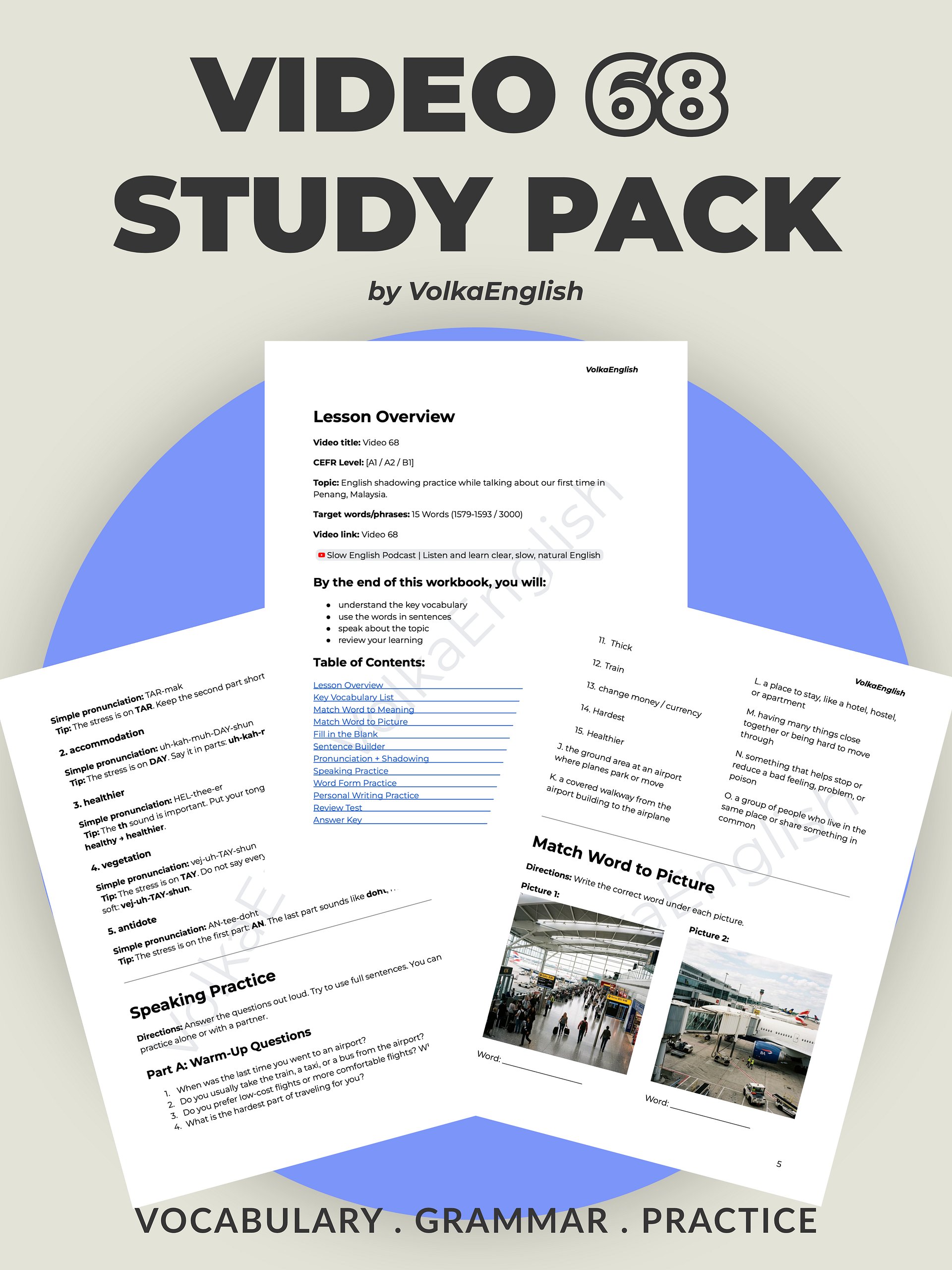 Slow English Podcast | Listen and learn clear, slow, natural English - Video 68 Study Pack product image (1)