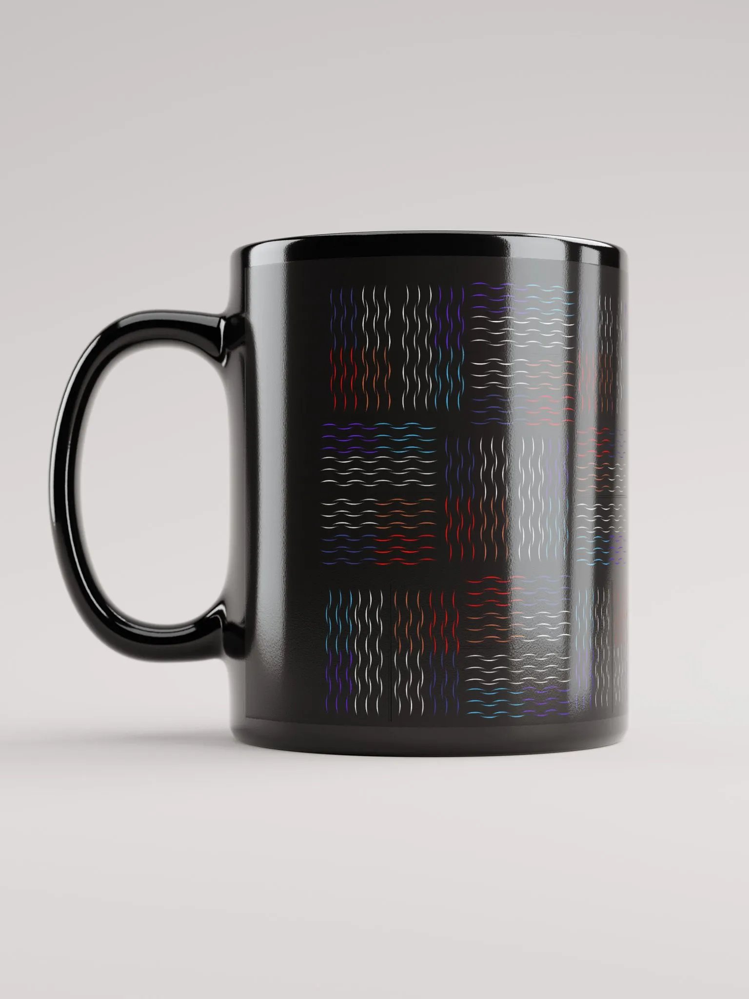 Colorful Squiggley Lines Artistic Design Black Mug product image (11)