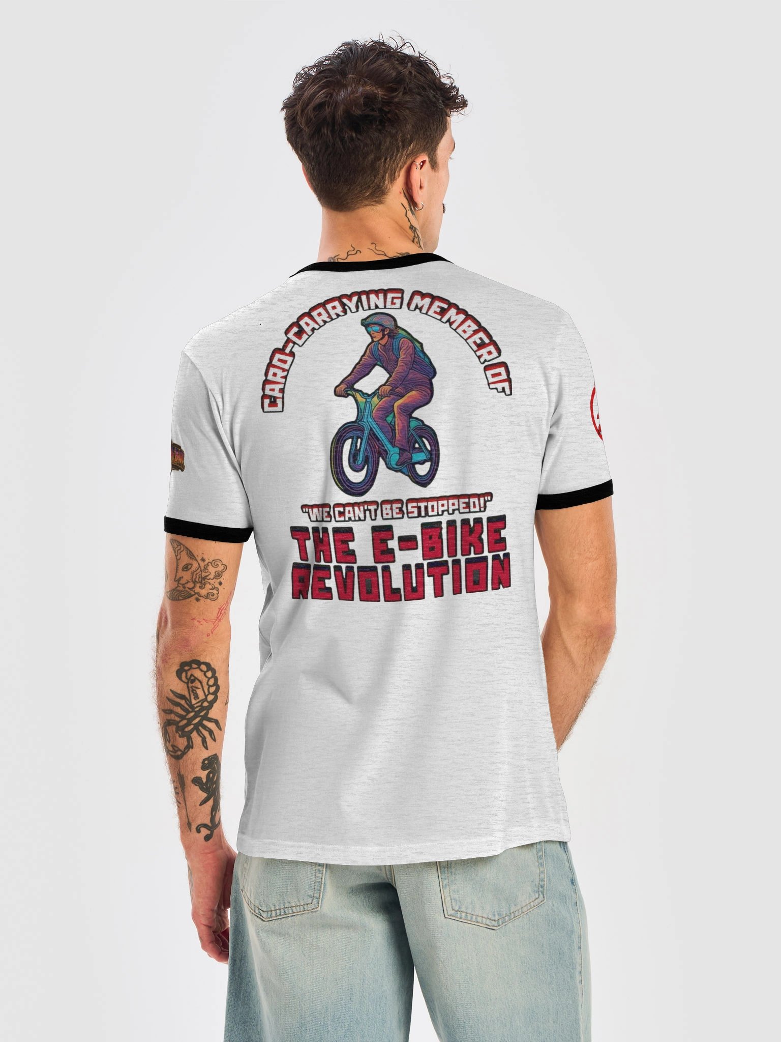 "MICROMOBILIST II" E-Bike Rider Ringer T-Shirt product image (26)