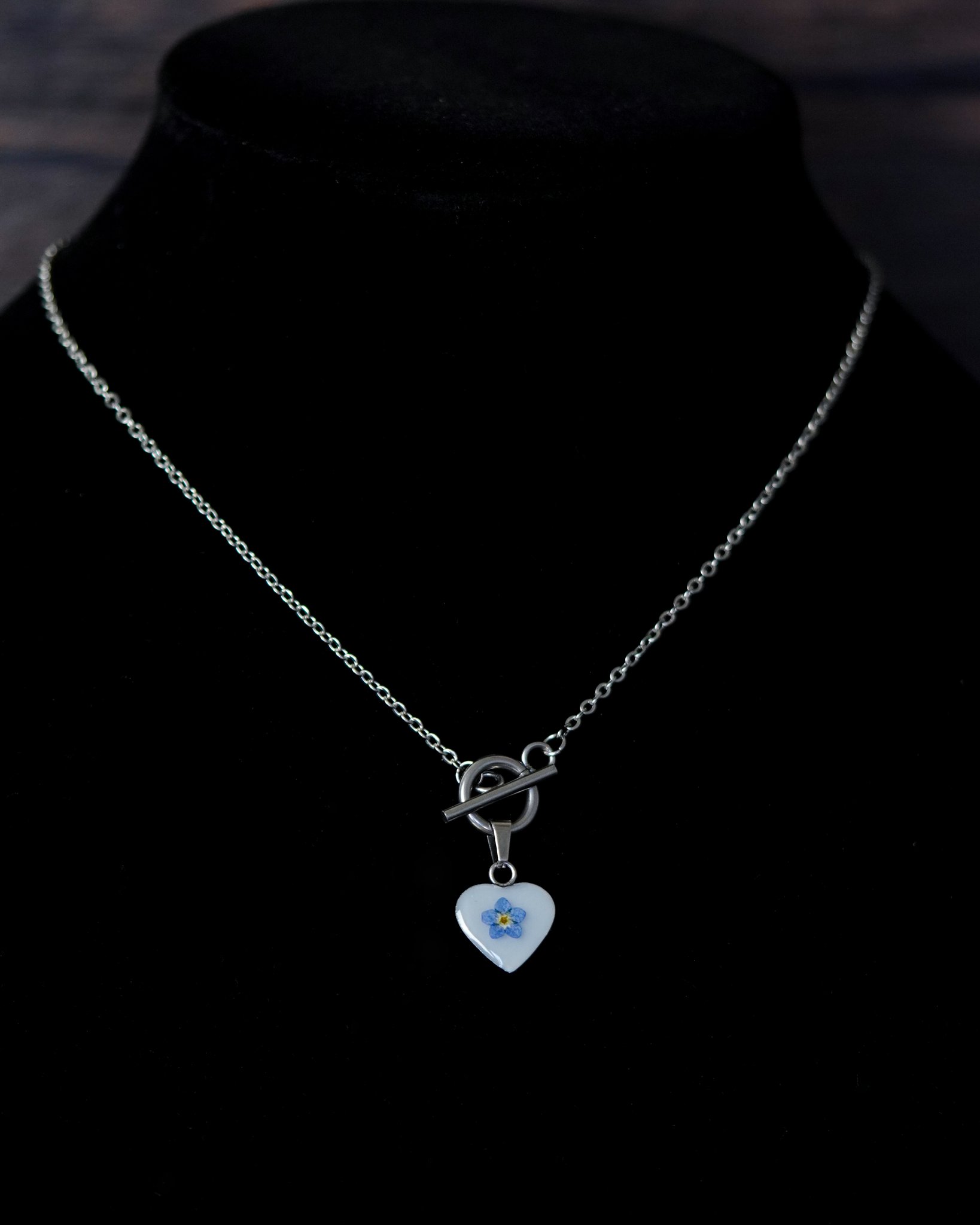 Blue Forget-Me-Not Heart Necklace product image (2)
