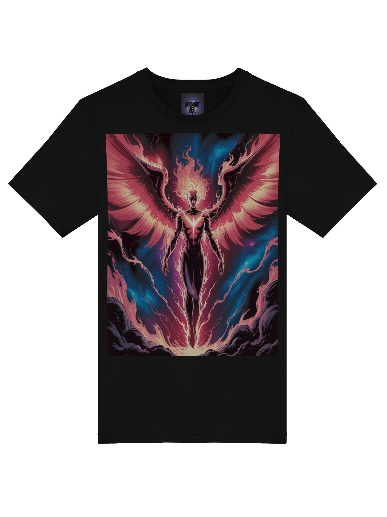 Dark Phoenix Flame Ascent Supersoft T-Shirt – Cosmic Inferno Veil product image (7)
