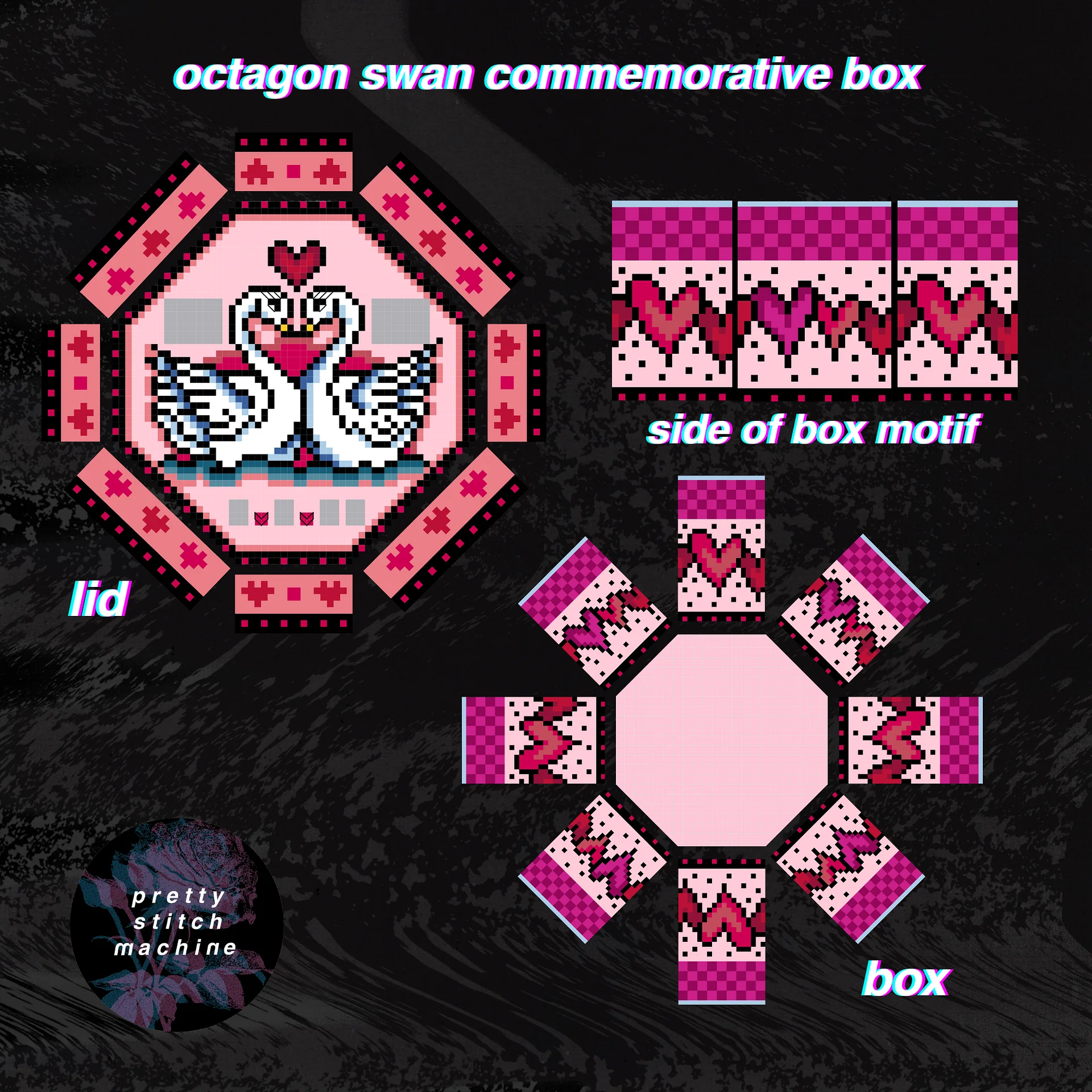 Commemorative Swan Keepsake Octagon Box Plastic Canvas Pattern product image (2)