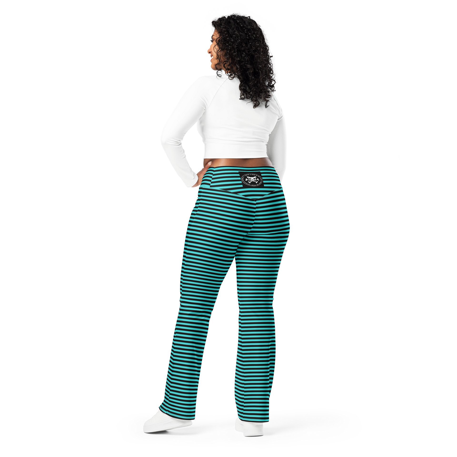 Turqouise and Blaque Stripped Kat Skull Flares product image (4)