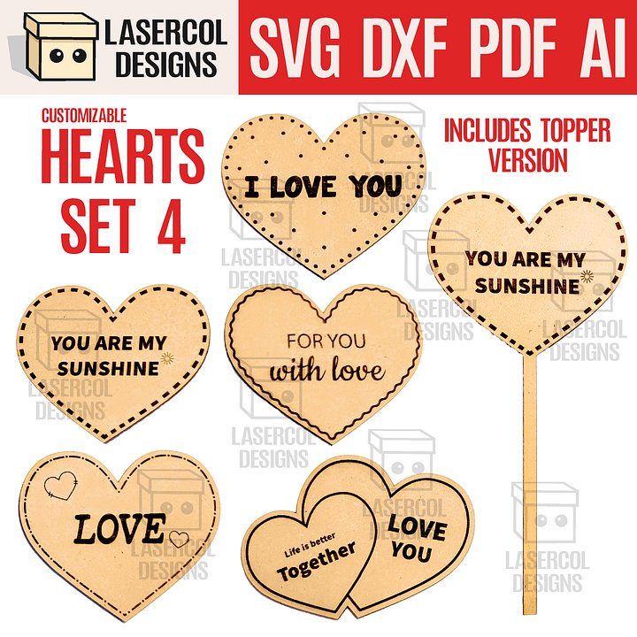 Hearts Set 4 - Laser Cut Files product image (1)